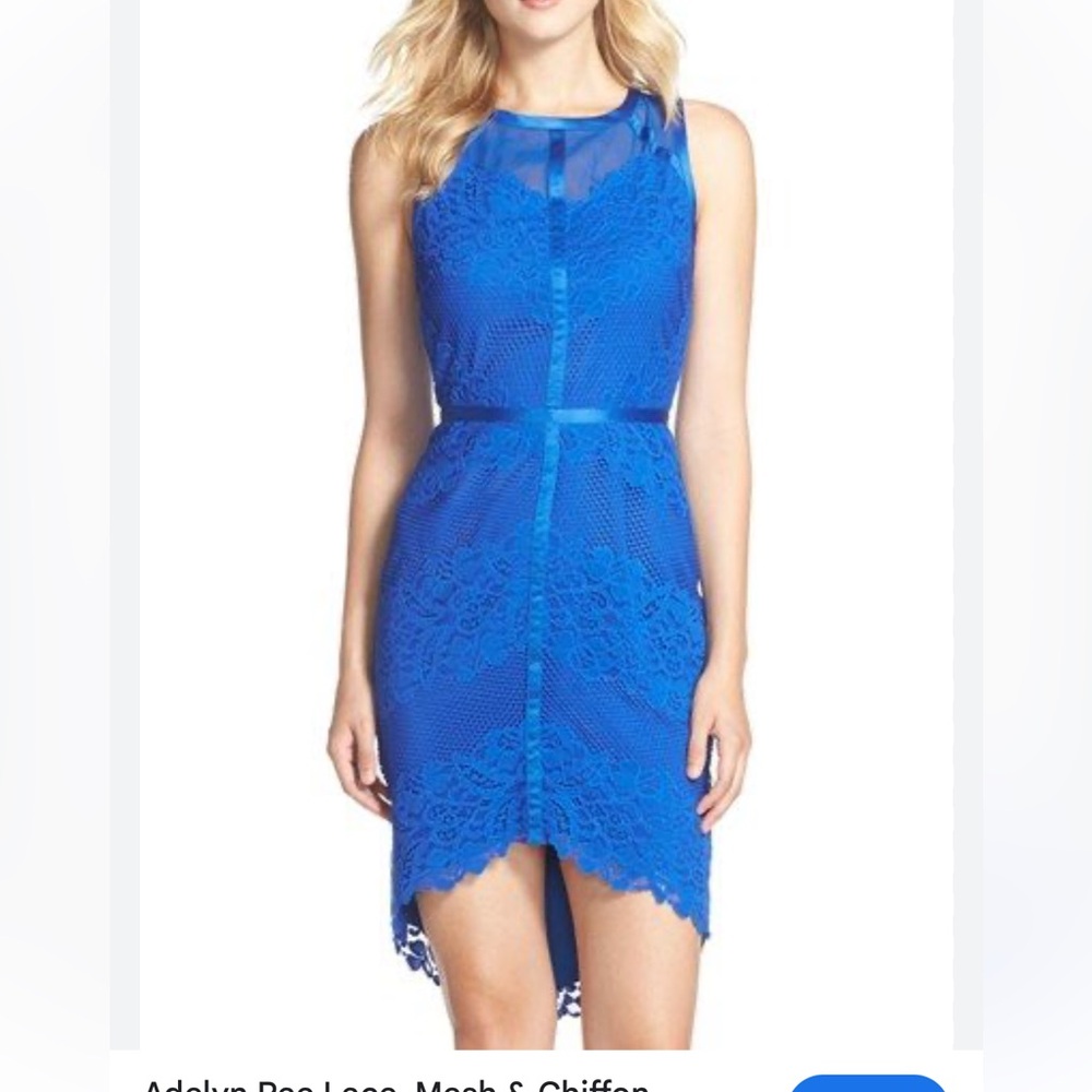 ADELYN RAE NEW Sleeveless Dress Womens XS ELECTRIC Blue Mesh & Lace BodyCon